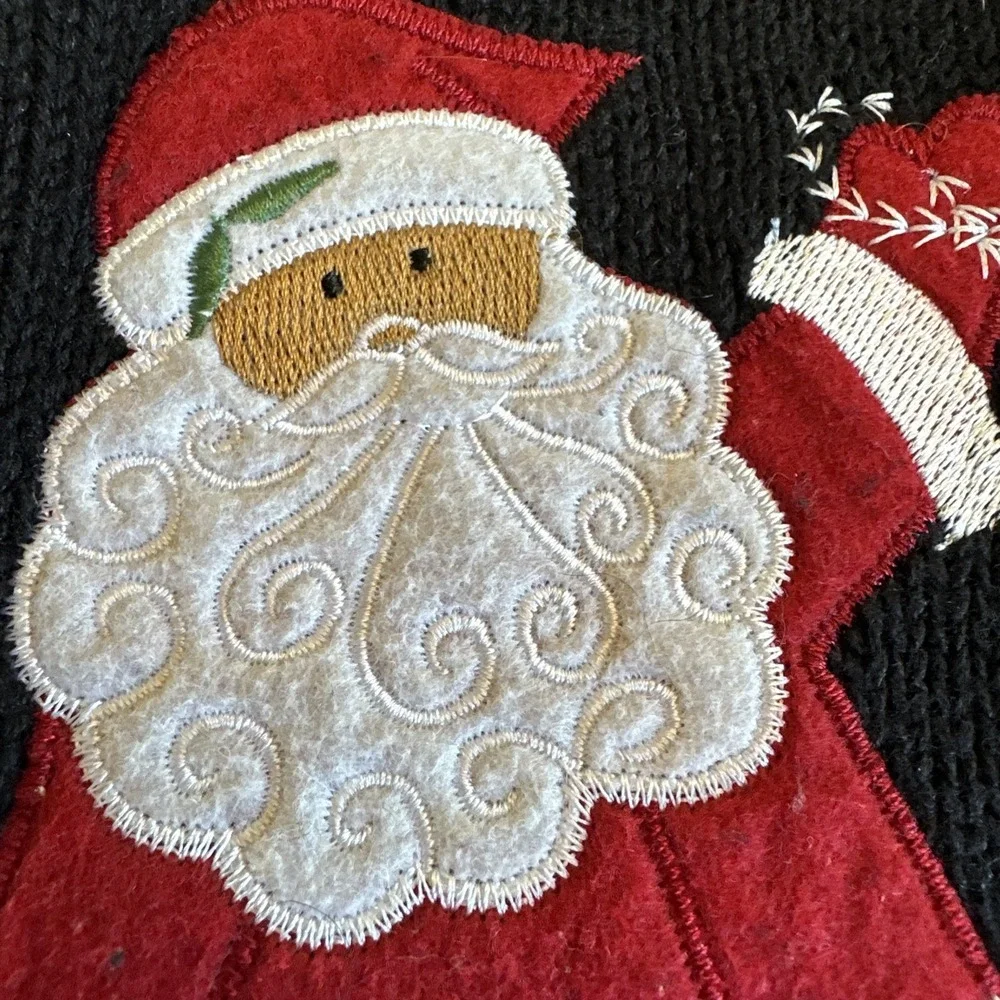 Star Blue Originals Studio Sweater Christmas Embroidered Santa Stars Hearts SZ L